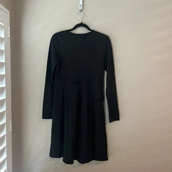 Toad & Co 3/4 Sleeve V Neck Dress Medium Heathered Black Long Sleeve Knee - Picture 6 of 9